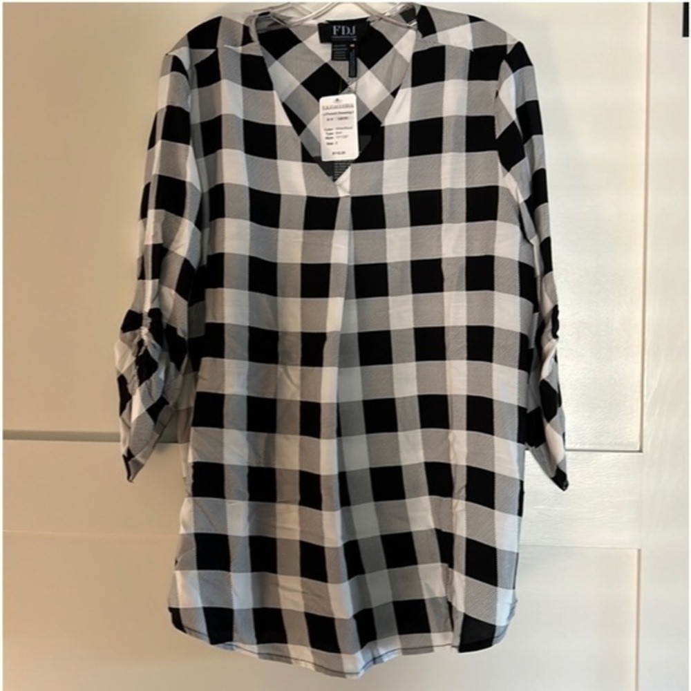 NWT FDJ French Dressing Jeans Three-Quarter Lightweight Sleeve Tunic (Checker8)